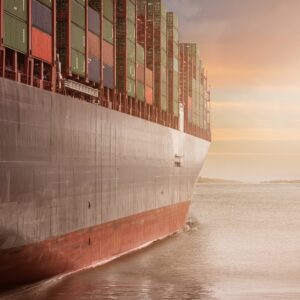 Freight Ship sailing into the horizon